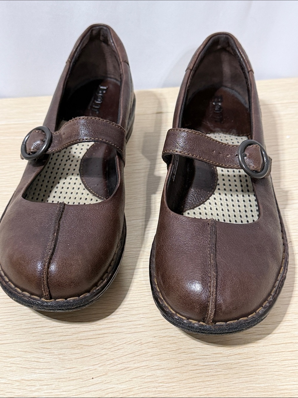 Women's Brown Mary Jane Platform Shoes with Buckle Strap